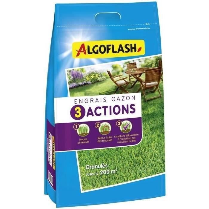 ALGOFLASH NATURASOL Engrais Gazon - 3 Actions - 10 kg