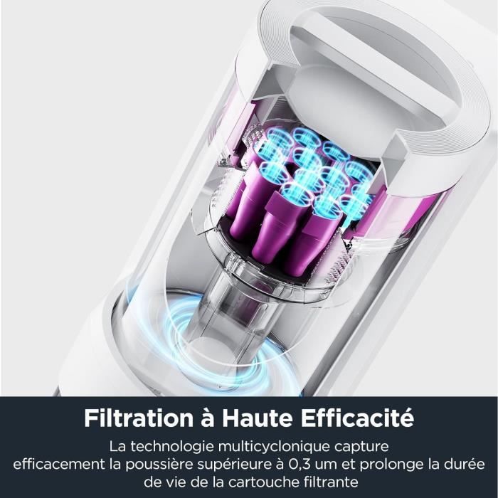 Aspirateur Robot Laveur - EUREKA E10S Blanc - 4000 Pa - 180 min - 200 ml