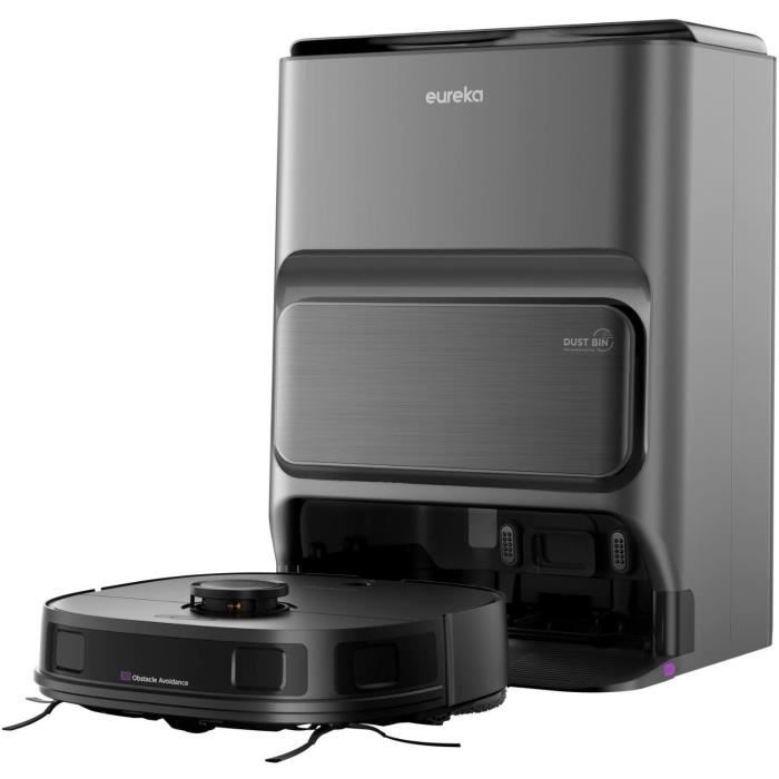 EUREKA J12 Ultra - Robot Aspirateur Laveur avec Station Automatique de Vidange - Serpilliere Rotative - Double LiDAR Navigation