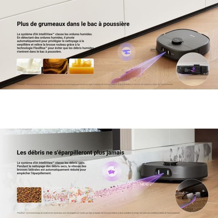 EUREKA J15 Pro Ultra - Robot Aspirateur Laveur avec Base Autonettoyante - 16200 Pa - Brosse Anti Enchevetrement