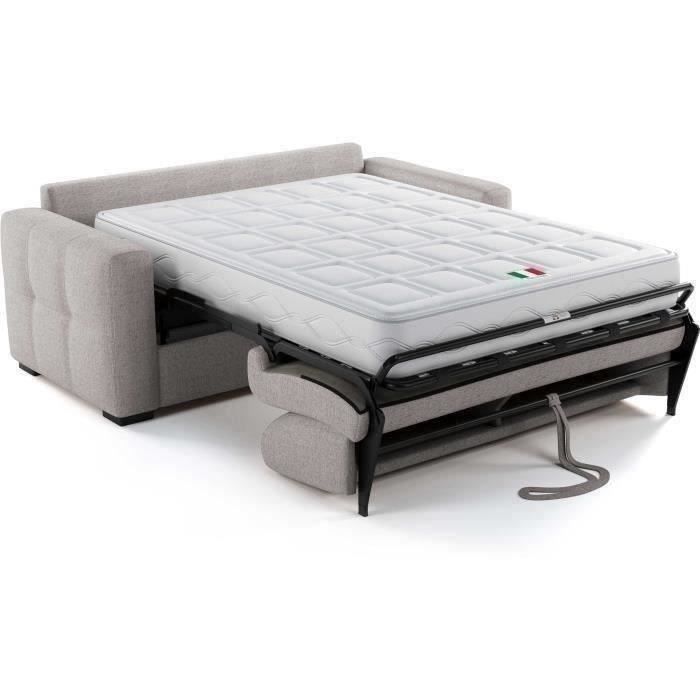 Canapé convertible express - 3 places - EUREKA - Tissu gris - 200 x 102 x 95 cm