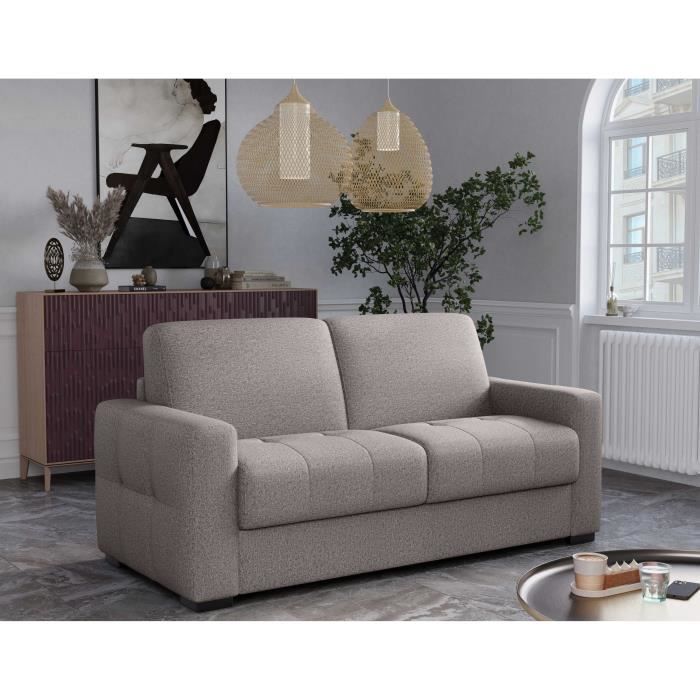 Canapé convertible express - 3 places - EUREKA - Tissu gris - 200 x 102 x 95 cm