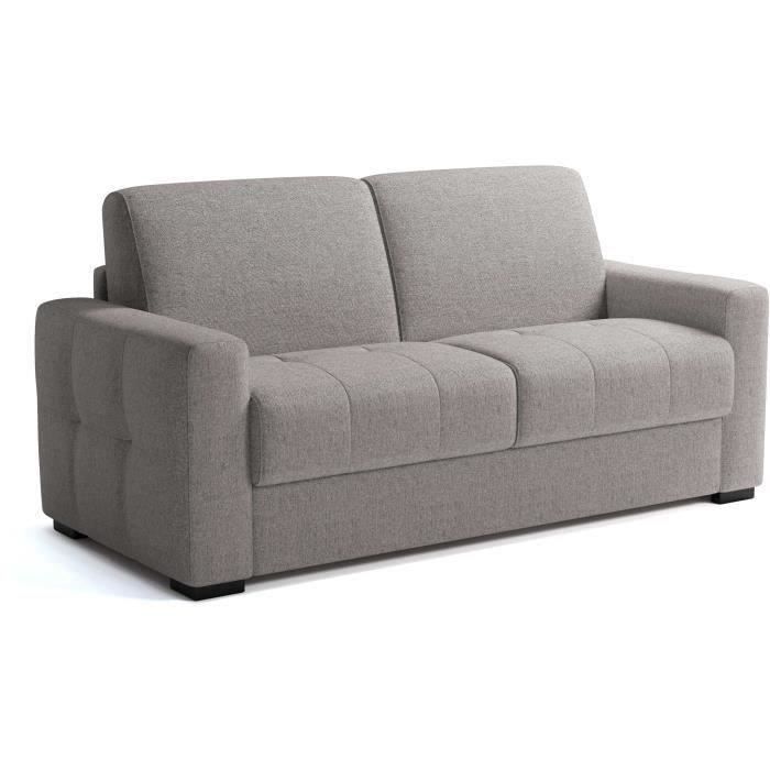 Canapé convertible express - 3 places - EUREKA - Tissu gris - 200 x 102 x 95 cm
