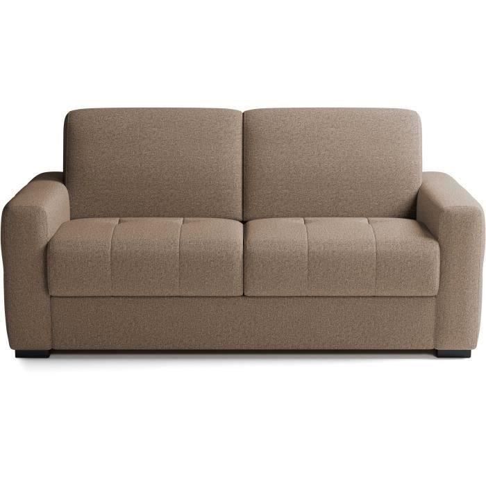 Canapé convertible express - 3 places - EUREKA - Tissu como 5 Antelope - 200 x 102 x 95 cm