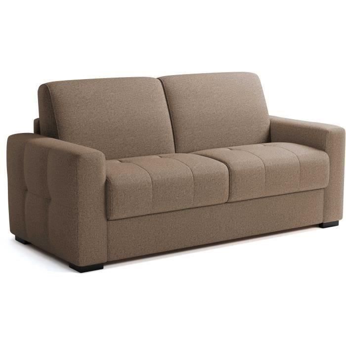 Canapé convertible express - 3 places - EUREKA - Tissu como 5 Antelope - 200 x 102 x 95 cm