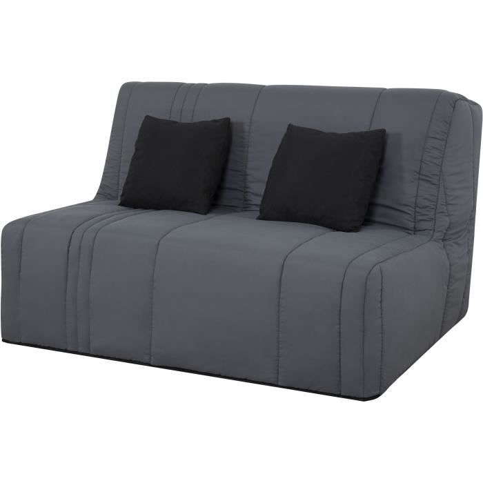 Banquette BZ 2 places EVASION - Tissu gris perle - Matelas SIMMONS - 440 ressorts ensachés - Couchage 188x138 cm