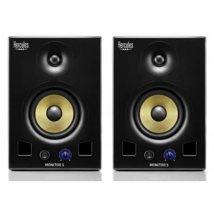 Enceinte PC Hercules Monitor 5 ñ Paire d'enceintes actives de monitoring bi-amplifiÈes 2 x 80 watts ñ Haut-parleurs 5 pouces