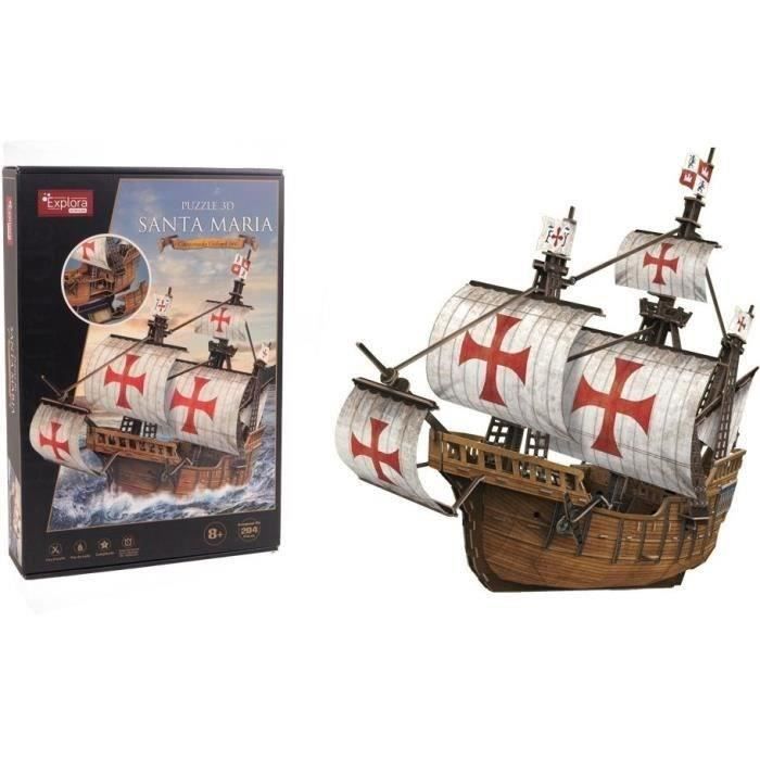 Puzzle 3D - Bateau Santa Maria - Jeu de construction - EXPLORA - 204 pieces - Des 8 ans