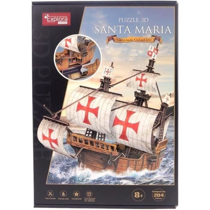 Puzzle 3D - Bateau Santa Maria - Jeu de construction - EXPLORA - 204 pieces - Des 8 ans