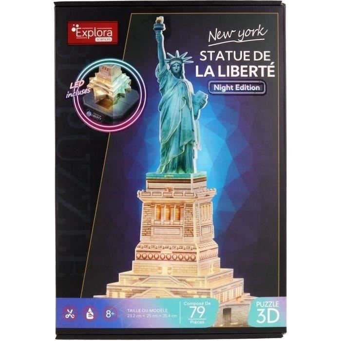 Puzzle 3D lumineux - Statue De La Liberté - Jeu de construction - EXPLORA - 79 pieces - Des 8 ans