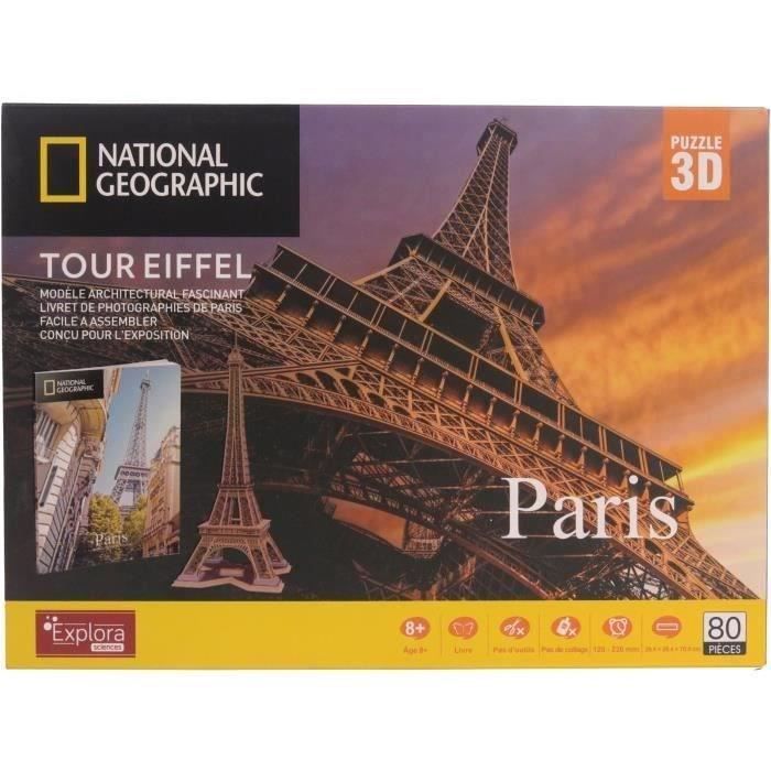 Puzzle 3D - Tour Eiffel - Jeu de construction - EXPLORA - 80 pieces - Des 8 ans