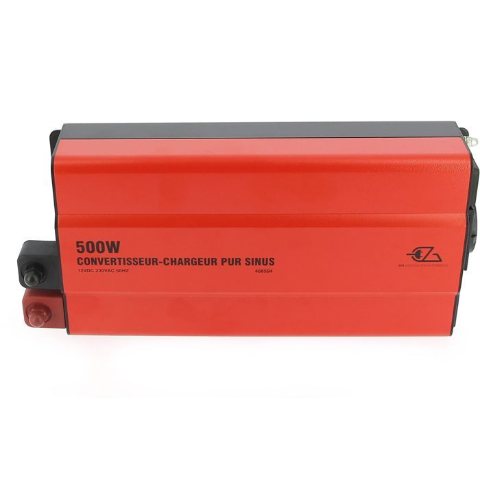 Convertisseur-chargeur - EZA - Pur Sinus 500 W - Onde sinusoïdale pure - Chargeur 10 A - Compatible batteries AGM/Gel/Lithium