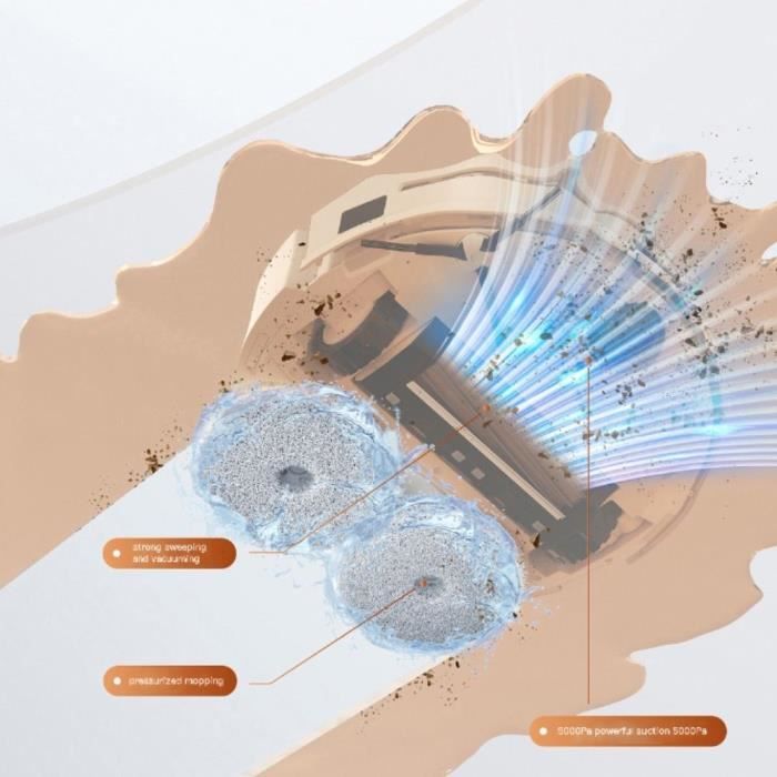 Robot Aspirateur Laveur connecté avec base de vidage - EZICLEAN All In One Z15 Pro - 10 000 Pa - 1,5 L - Blanc