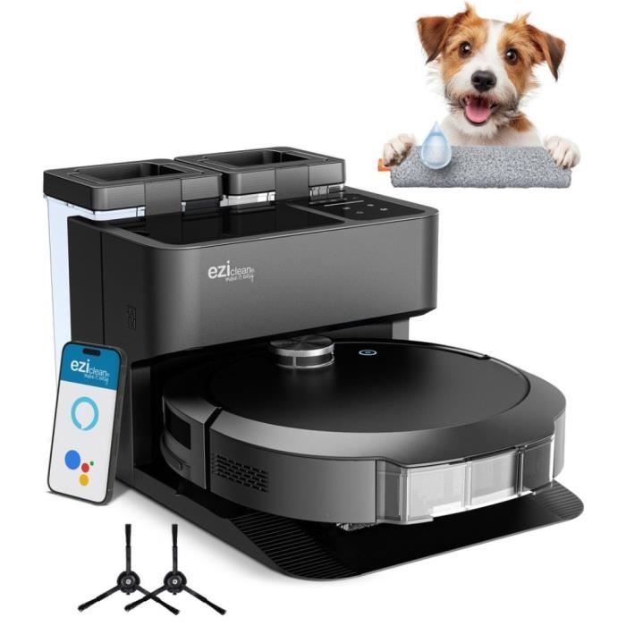 Robot Aspirateur Laveur connectÈ avec base de vidage EZICLEAN All-in-one Z10 Plus - 240 min - 6000pa - 180m≤ - 1.5L