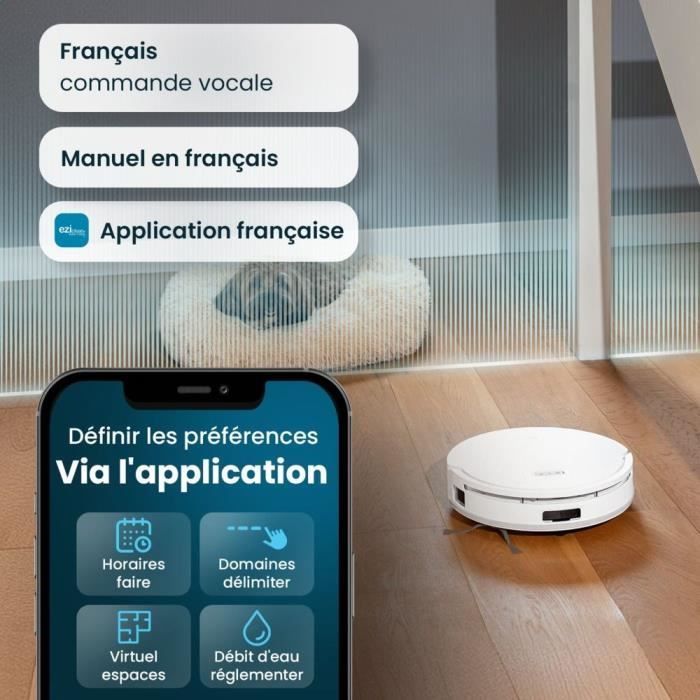 EZICLEAN All In One Z12 Ultra - Robot aspirateur laveur connectÈ avec base de vidage - 270 min - 14,4 V - 1,8 L - Blanc
