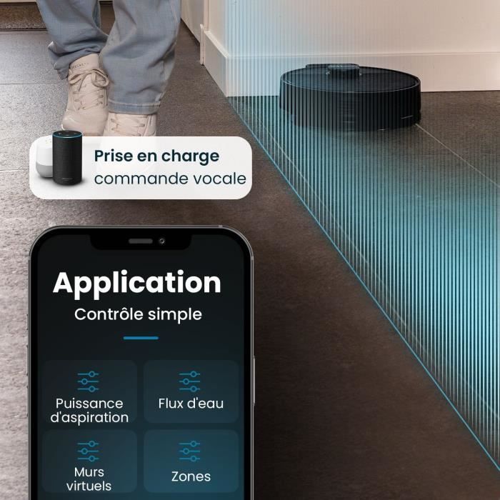 EZIclean I-BOT Z6 MAX - Robot aspirateur laveur connecté 150 min - 2 kPa - 0,43 L - Noir