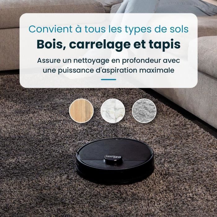 EZIclean I-BOT Z6 MAX - Robot aspirateur laveur connecté 150 min - 2 kPa - 0,43 L - Noir