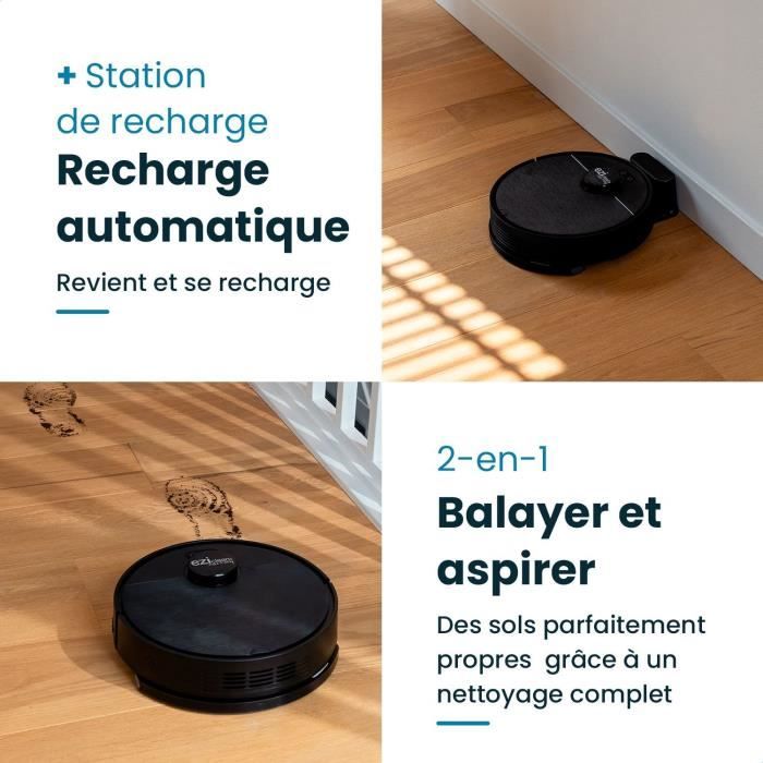 EZIclean I-BOT Z6 MAX - Robot aspirateur laveur connecté 150 min - 2 kPa - 0,43 L - Noir