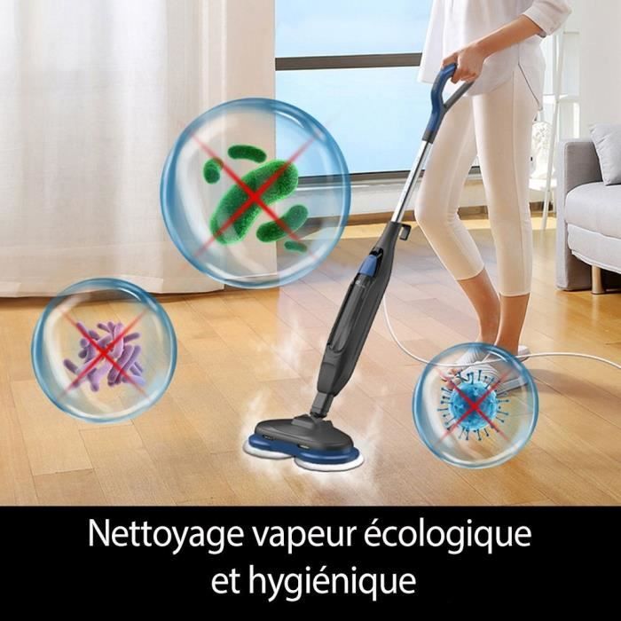 Balai Nettoyeur Vapeur - EZICLEAN STEAM WAVE 360 - 1200 W - 24 g/min - Nettoyage et entretien complet des sols en bois