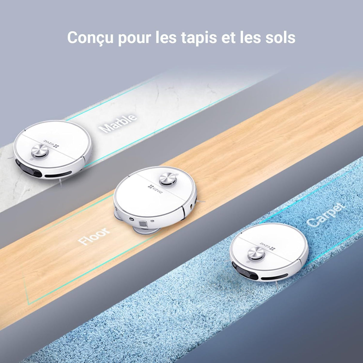 EZVIZ RS20 Pro Robot Aspirateur avec Serpilliere - Installation & Détachement Automatique - Brosse Latérale Surélevée - 7200 Pa