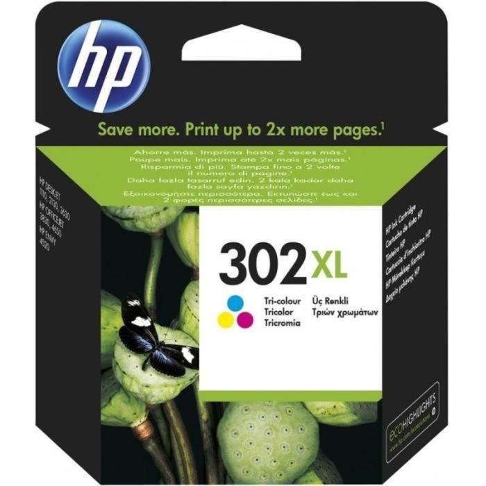 HP 302XL Cartouche d'encre trois couleurs grande capacitÈ authentique (F6U67AE) pour HP DeskJet 2130/3630 et HP OfficeJet 3830