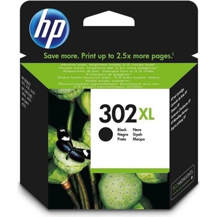 HP 302XL Cartouche d'encre noire grande capacitÈ authentique (F6U68AE) pour HP DeskJet 2130/3630 et HP OfficeJet 3830