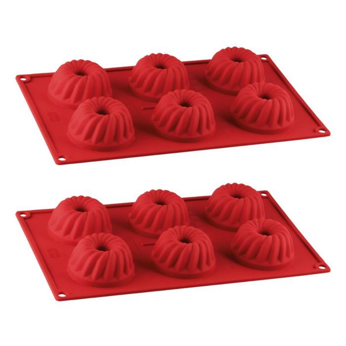 Lot de 2 moules a kougelhofs 6 empreintes - DR oeTKER - Flexxibel Love - 30 x 18 cm