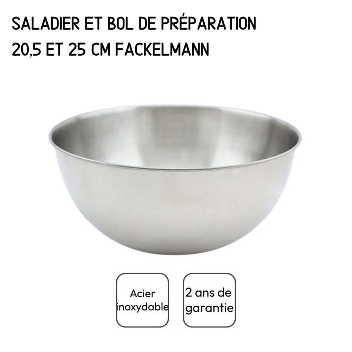 Set de 2 Saladiers et couverts a salade - FACKELMANN - 20,5 et 25 cm