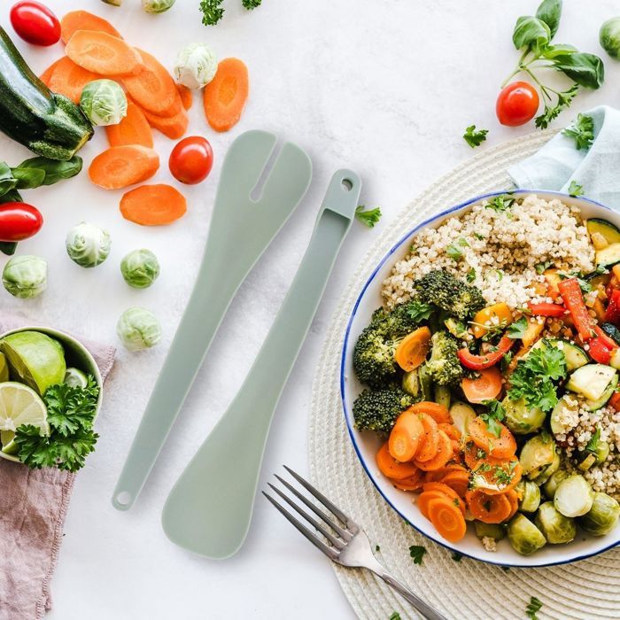 Set de 2 Saladiers et couverts a salade - FACKELMANN - 20,5 et 25 cm