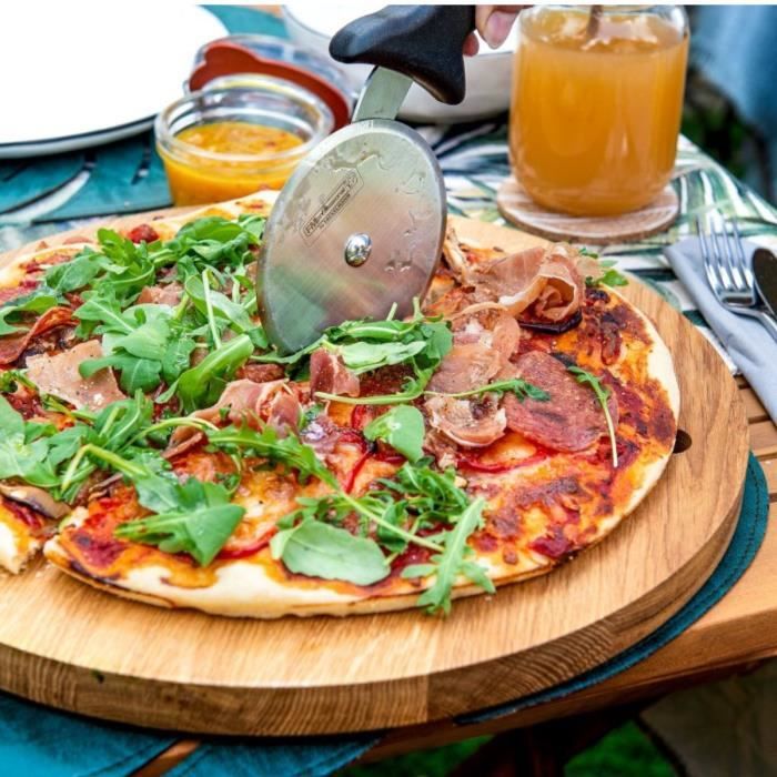 Ensemble plaque a pizza perforée et roulette - FACKELMANN PROFESIONAL - 32 cm