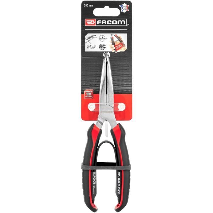 Pince a becs demi-ronds coudés effilés FACOM 183A.20CPEPB - Bec fin et finement strié pour renforcer la prise