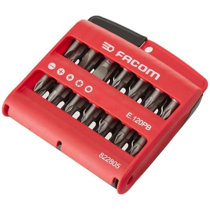 Boîte de 28 embouts - FACOM - E.120PB - série 1 High Perf' (Fente / PH / PZ / 6 pans / Torx)