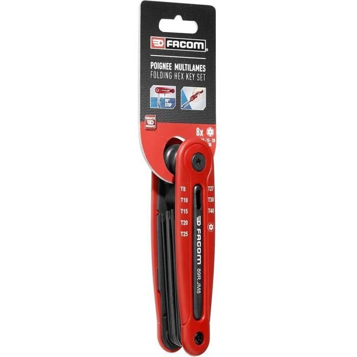 Jeu de 8 clés allen - FACOM - 89R.JM8PB - Torx résistorx - Sur monture - 8-40 mm