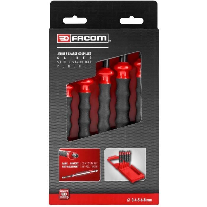 Jeu de chasse-goupilles gaines - FACOM - 249.GPB - Diametres 3 a 8 mm - Boîte de rangement - Acier traité