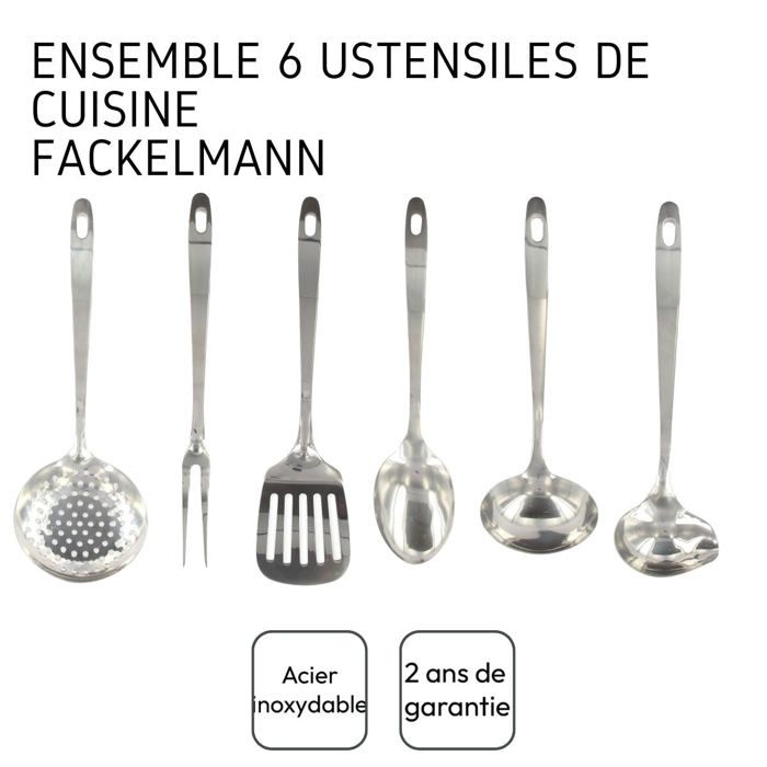 Ensemble ustensiles de cuisine 6 pieces - FACKELMANN - Oxford - Inox