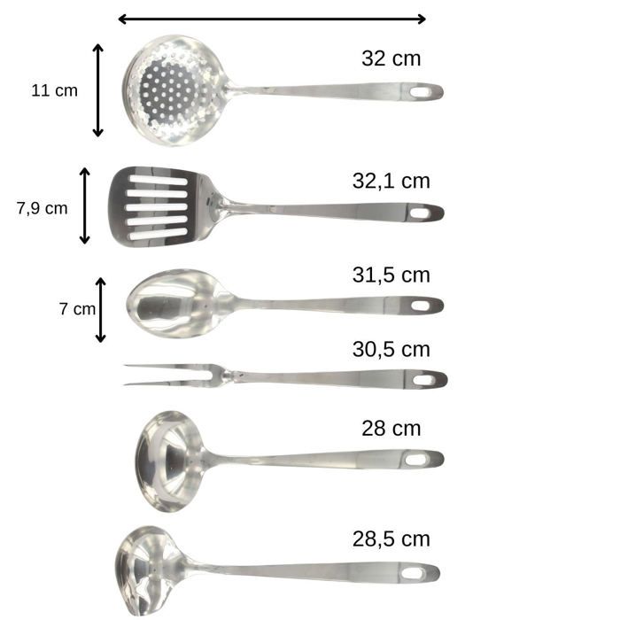 Ensemble ustensiles de cuisine 6 pieces - FACKELMANN - Oxford - Inox