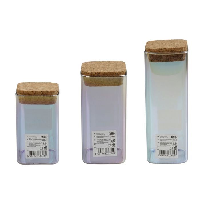 Set de 3 boîtes de conservation en verre avec couvercle - FACKELMANN - Tasty Green - 280, 330 et 450 ml