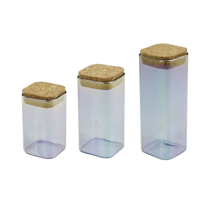 Set de 3 boîtes de conservation en verre avec couvercle - FACKELMANN - Tasty Green - 280, 330 et 450 ml