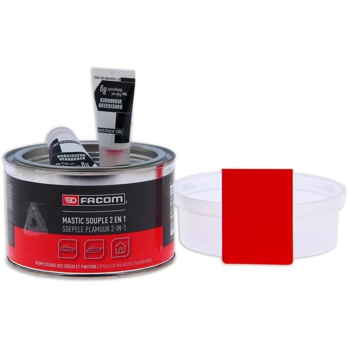 Mastic polyester souple 2en1 - FACOM - 500 g - Forte adhÈsion - Beige clair - Avec durcisseur