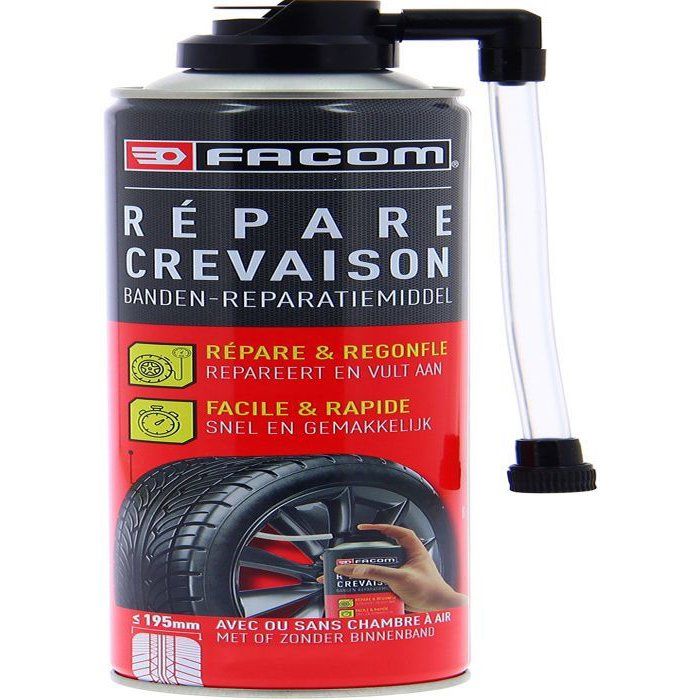 Répare crevaison 400ml - FACOM - sans démontage du pneu jusqu'a 195 mm avec ou sans chambre a air.