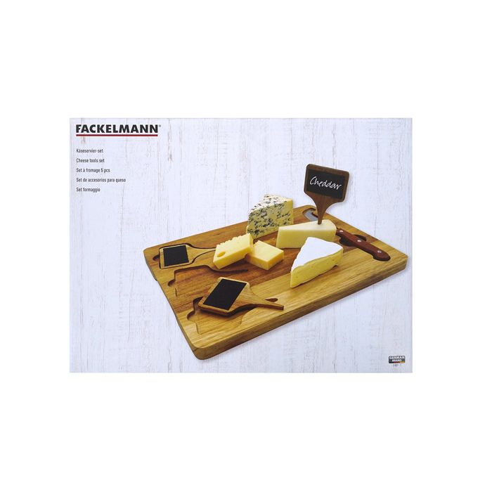 Plateau a fromage - FACKELMANN - Avec ardoises + couteau a fromage - 32 x 23 cm - Bois