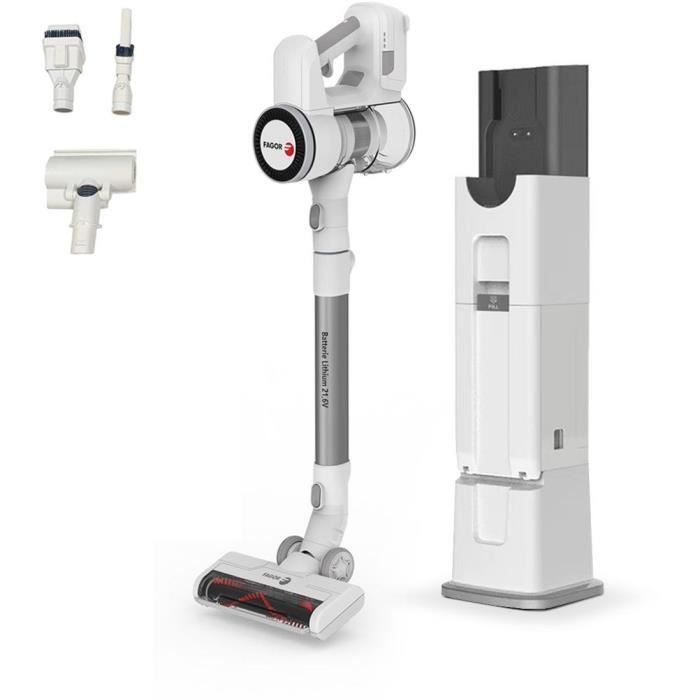 Aspirateur balai sans fil 2 en 1 - FAGOR - FG6415 - 300W - Avec base auto nettoyante - Tube Flexible - 3 vitesses - Autonomie 60 min