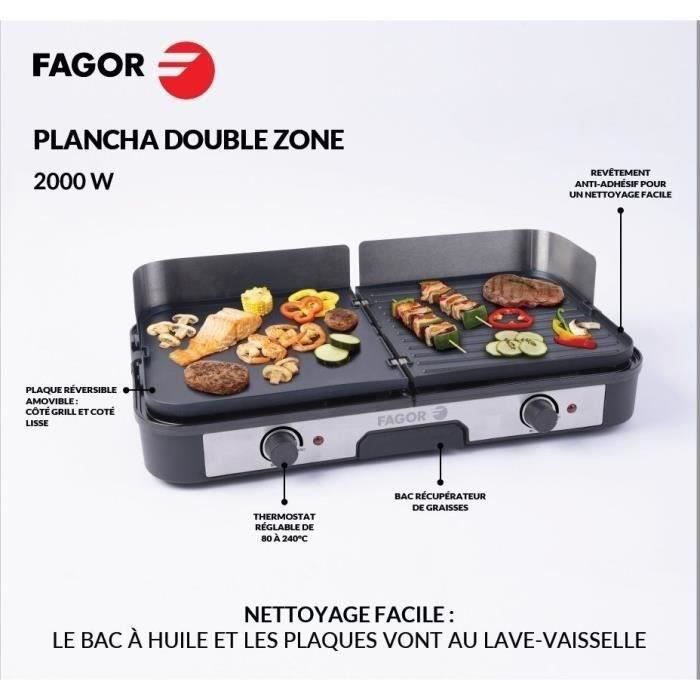 Plancha Èlectrique - FAGOR - FG823 - Plancha Inox Extra Large - 2000 W