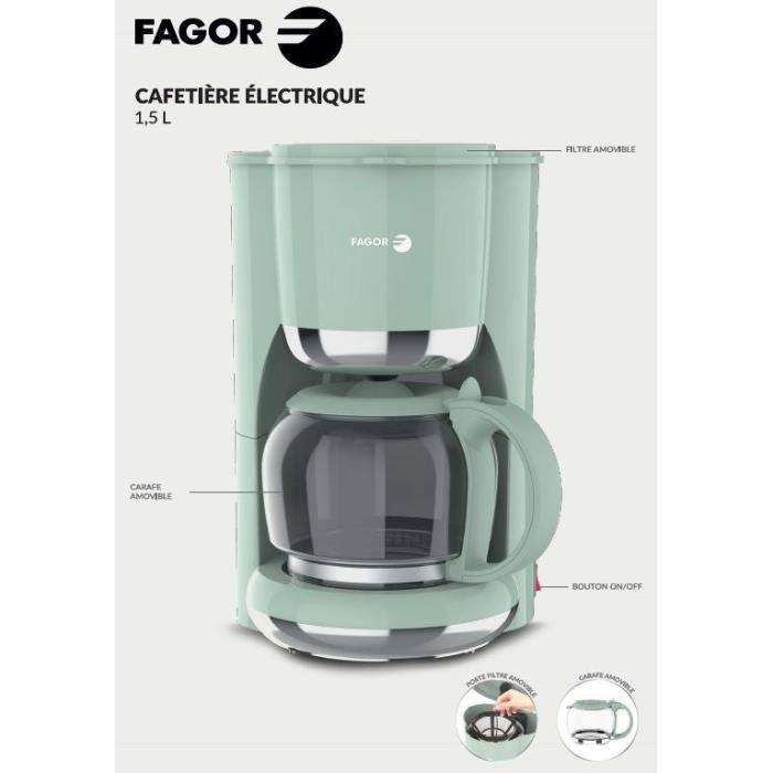 Cafetiere filtre - FAGOR - FG1560 - 1,5L - 12 tasses - Maintien au chaud