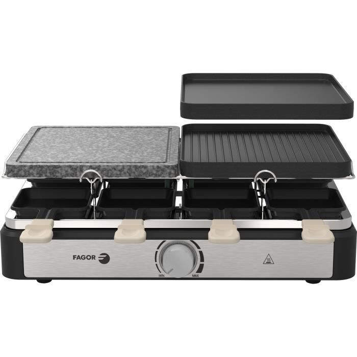 Raclette / Grill - FAGOR - FGRG8 - 8 personnes - Pierre de Cuisson - 1400W - Thermostat rÈglable