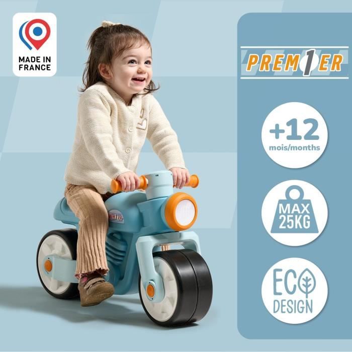 Draisienne Moto Premier - FALK - Avec roues silencieuses - Bleu - 75% Plastique Recyclé - 100% Fabriqué en France - Des 12 mois