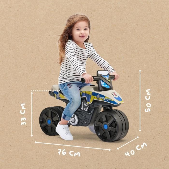 Draisienne Moto Police - FALK - Larges roues et Guidon directionnel - Fabriqué en France - 40% de plastique recyclé - Des 2 ans