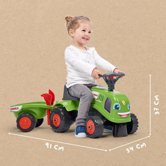 Porteur tracteur Claas avec remorque et accessoires - FALK - Des 12 mois - 100% fabriqué en France - 40% plastique recyclé