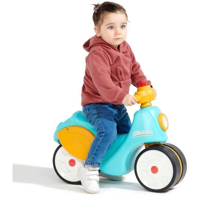Scooter 1er ‚ge - FALK - Stada - Jaune et bleu - Klaxon manuel - Roues silencieuses - Des 12 mois - 100% FabriquÈ en France