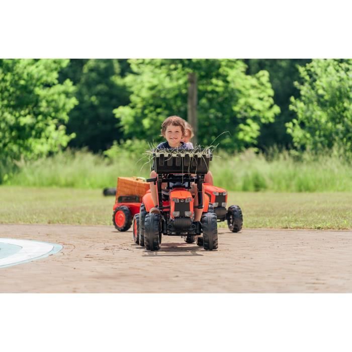 Tractopelle a pÈdales - FALK - Kubota - Avec remorque - Des 3 ans - 100% FabriquÈ en France - Au moins 50% de plastique recyclÈ